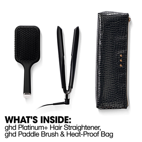 NEW GHD PLATINUM+ HAIR STRAIGHTENER FESTIVE GIFT SET IN BLACK (WORTH £304)