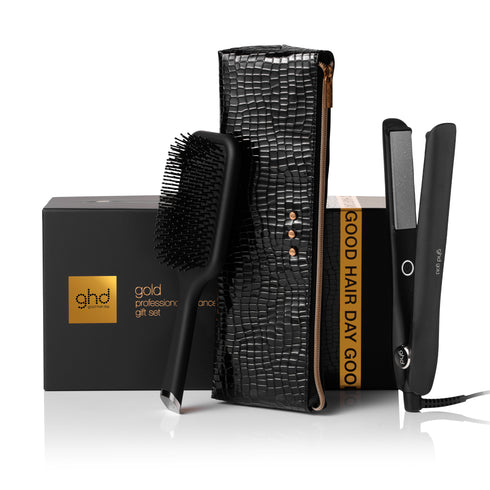 NEW GHD GOLD® HAIR STRAIGHTENER FESTIVE GIFT SET IN BLACK (WORTH £254)