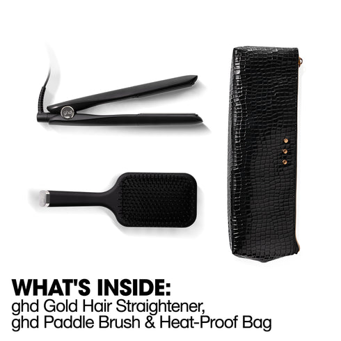 NEW GHD GOLD® HAIR STRAIGHTENER FESTIVE GIFT SET IN BLACK (WORTH £254)