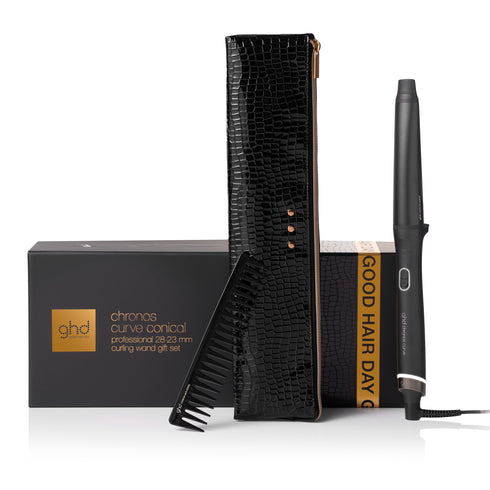 NEW GHD CHRONOS CURVE CONICAL WAND FESTIVE GIFT SET (28-23MM BARREL) (WORTH £239)
