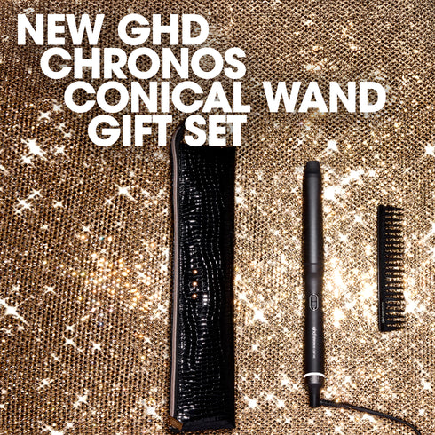 NEW GHD CHRONOS CURVE CONICAL WAND FESTIVE GIFT SET (28-23MM BARREL) (WORTH £239)