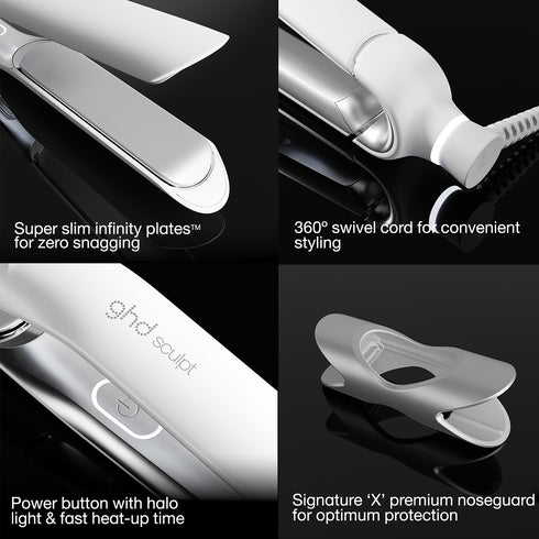 NEW GHD SCULPT INTERACTIVE HAIR STRAIGHTENER (26MM PLATE) WHITE