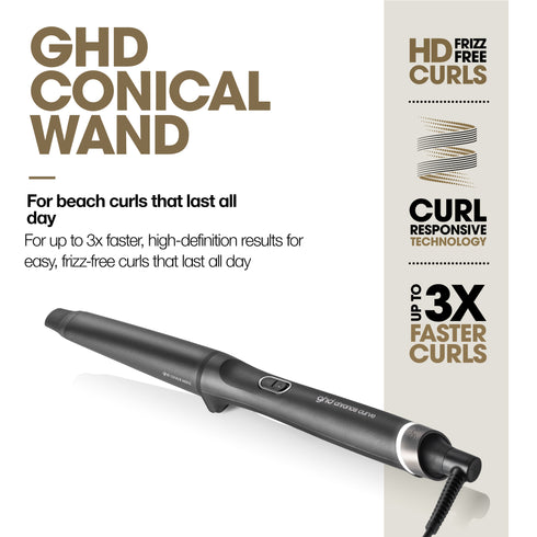 GHD CHRONOS CURVE CONICAL WAND (28-23MM BARREL) FOR BEACH CURLS