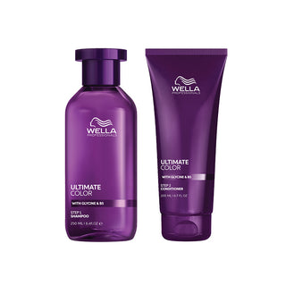 Wella shampoo and conditioner set on a white background